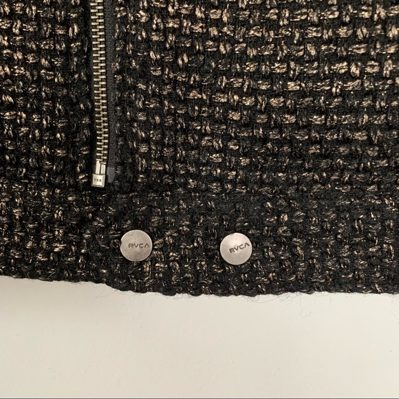 RVCA Black and Gold Layla Tweed Moto Jacket - Picture 9 of 13